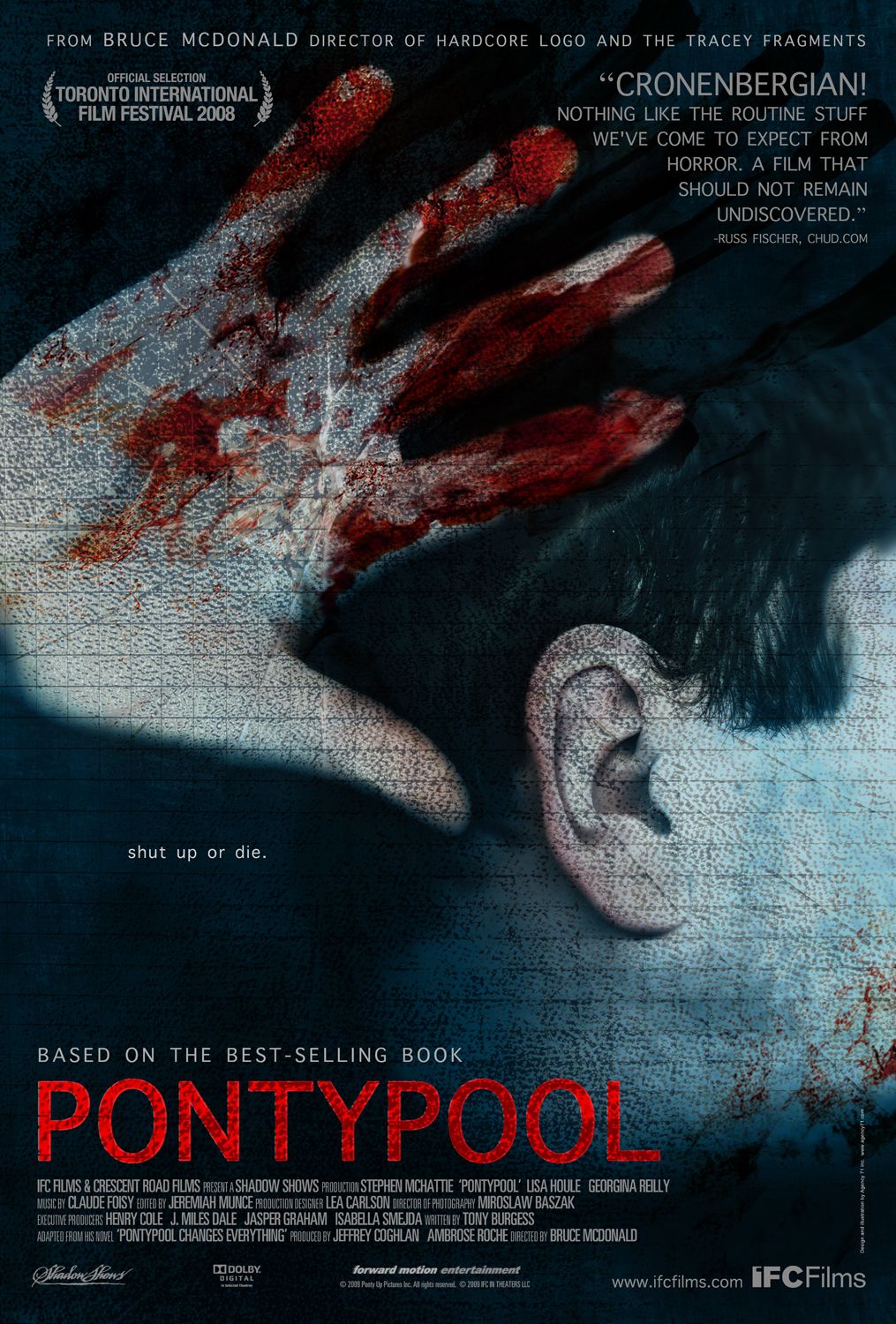Pontypool movie poster located on MR. X website.